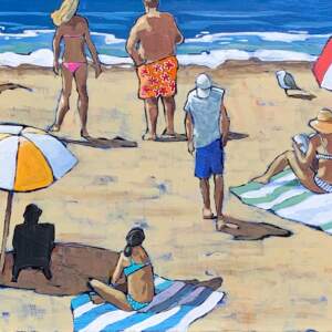 Changing with the Tide, acrylic beach painting by Eleanor Lowden | Effusion Art Gallery + cast Glass Studio, Invermere BC