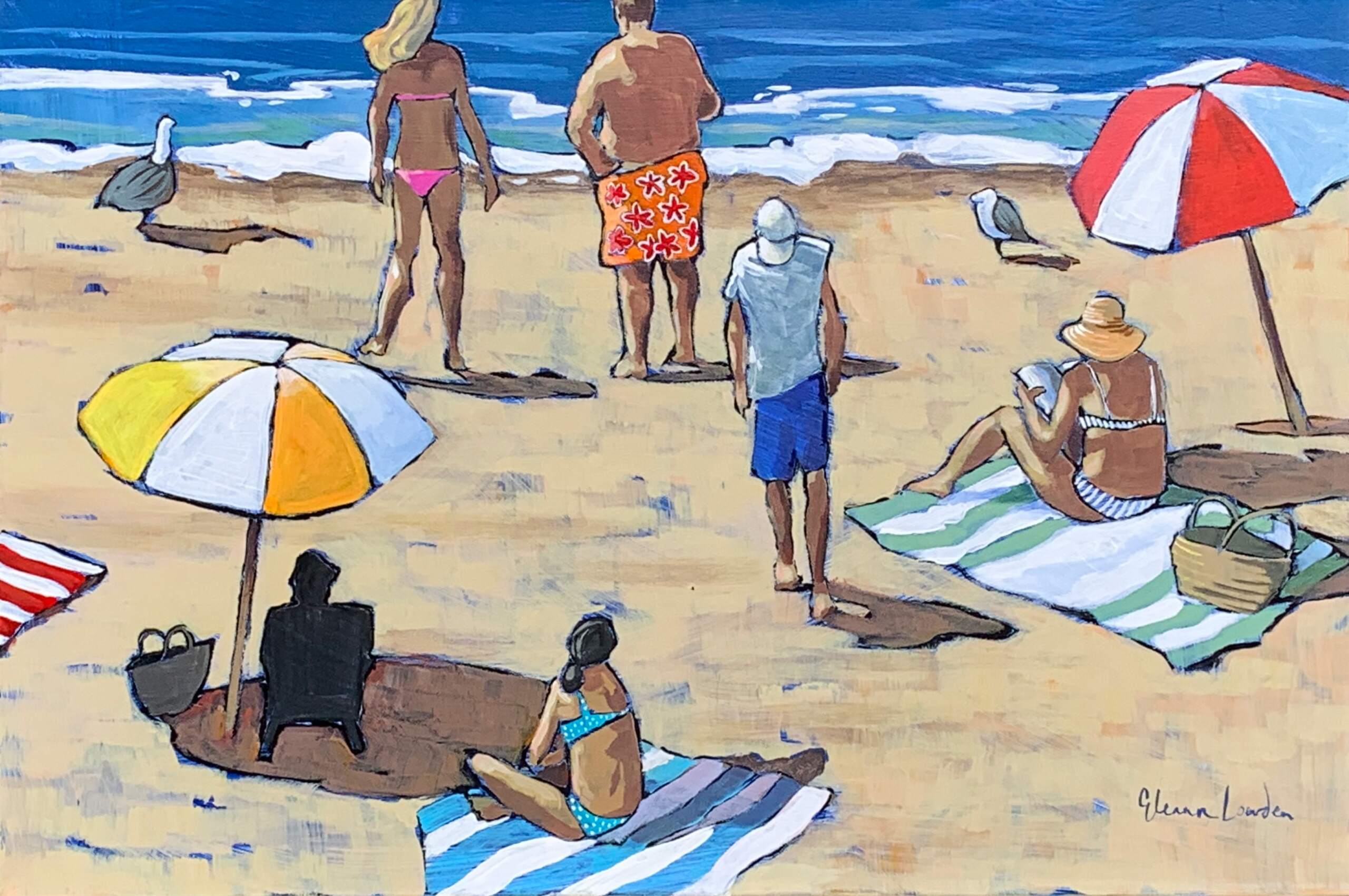 Changing with the Tide, acrylic beach painting by Eleanor Lowden | Effusion Art Gallery + cast Glass Studio, Invermere BC