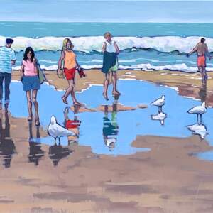 Seagulls are Real, acrylic painting by Eleanor Lowden | Effusion Art Gallery + Cast Glass Studio, Invermere BC