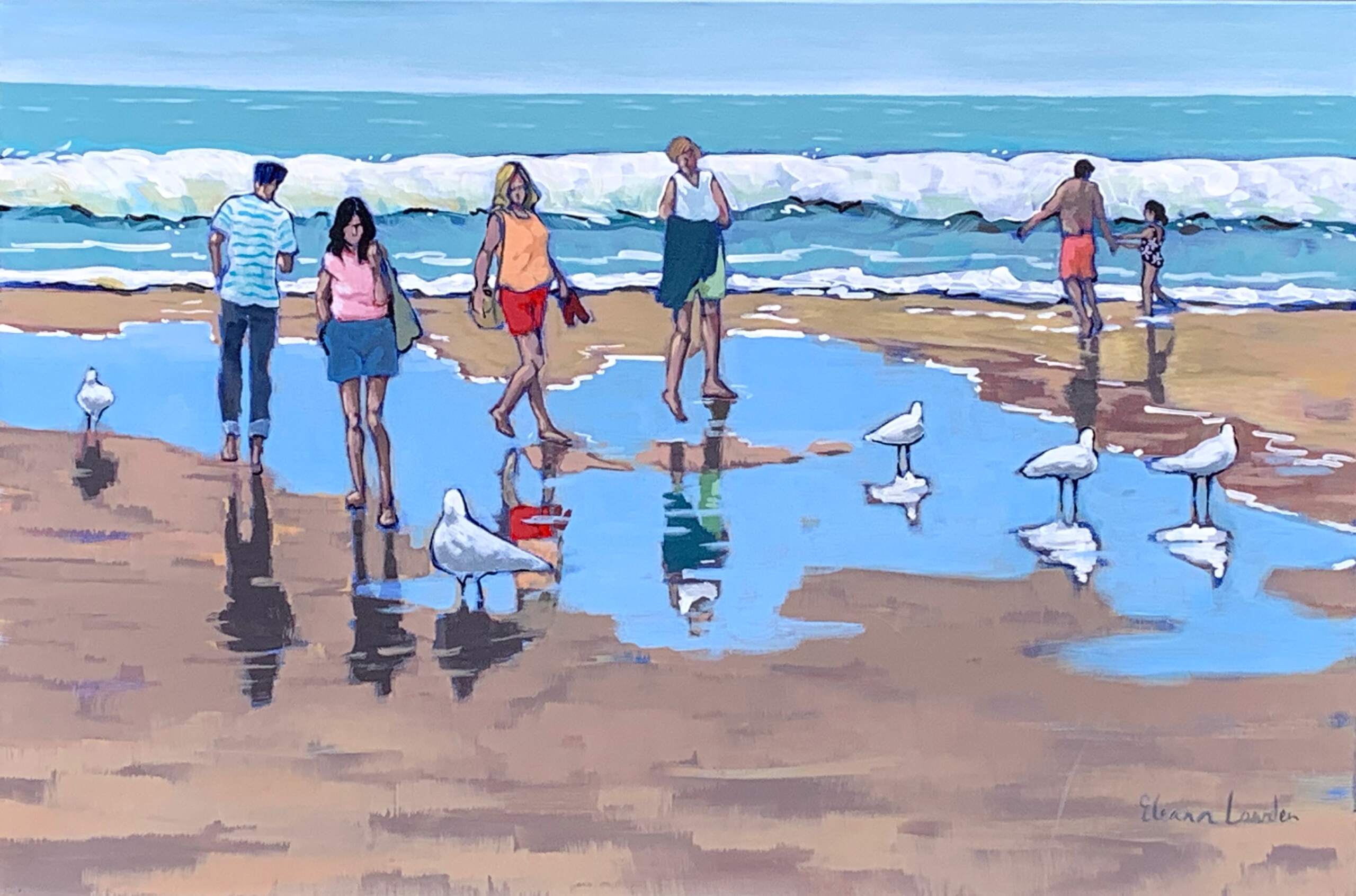 Seagulls are Real, acrylic painting by Eleanor Lowden | Effusion Art Gallery + Cast Glass Studio, Invermere BC