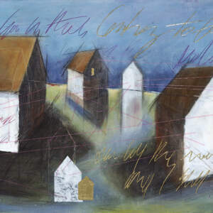 Where the Grass is Green, mixed media painting by Sonya Iwasiuk | Effusion Art Gallery + Cast Glass Studio, Invermere BC