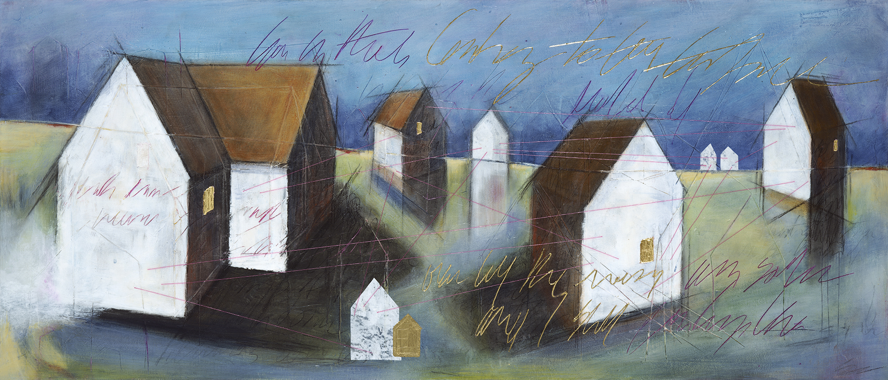 Where the Grass is Green, mixed media painting by Sonya Iwasiuk | Effusion Art Gallery + Cast Glass Studio, Invermere BC