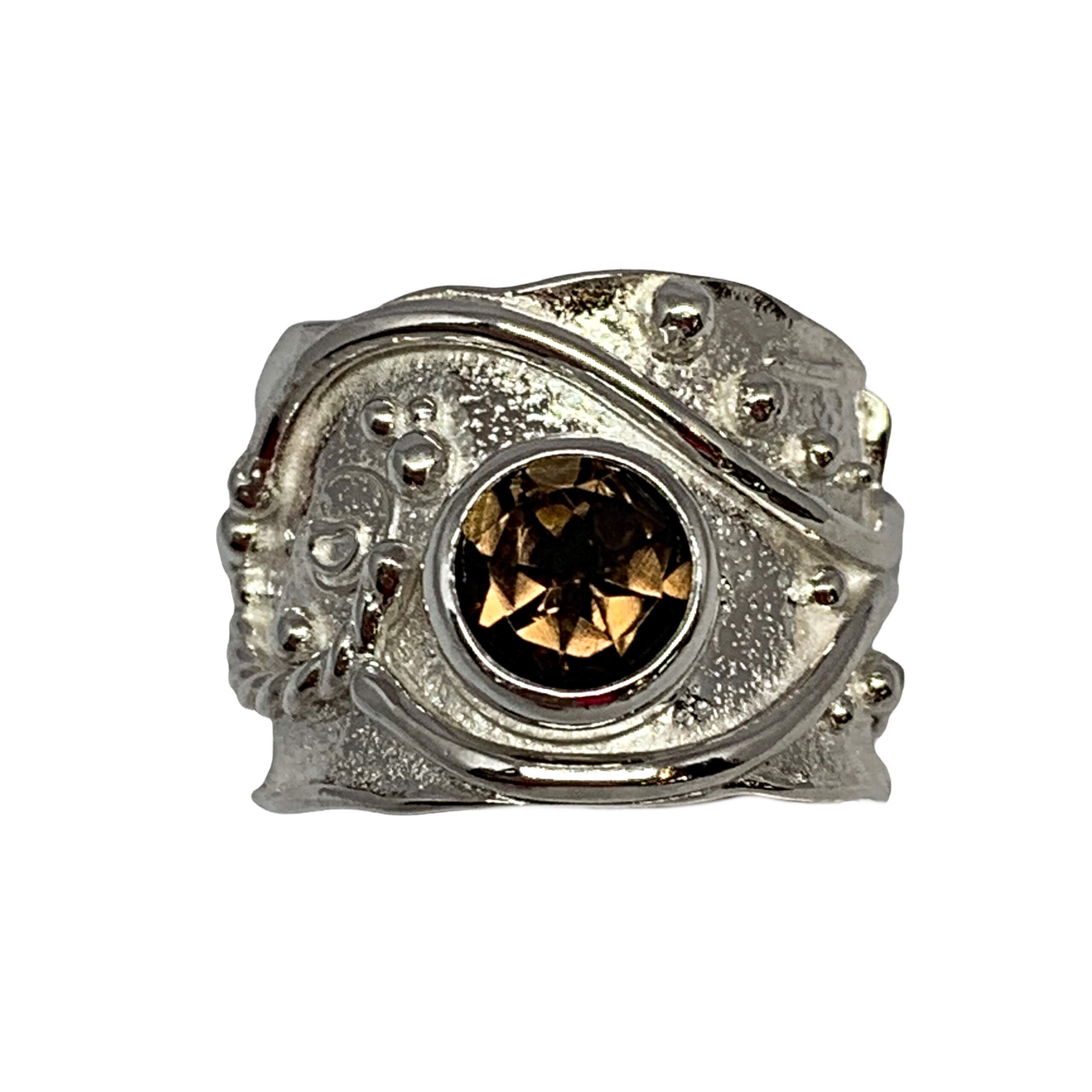 Handmade sterling silver + smokey quartz ring by A&R Jewellery | Effusion Art Gallery + Cast Glass Studio, Invermere BC