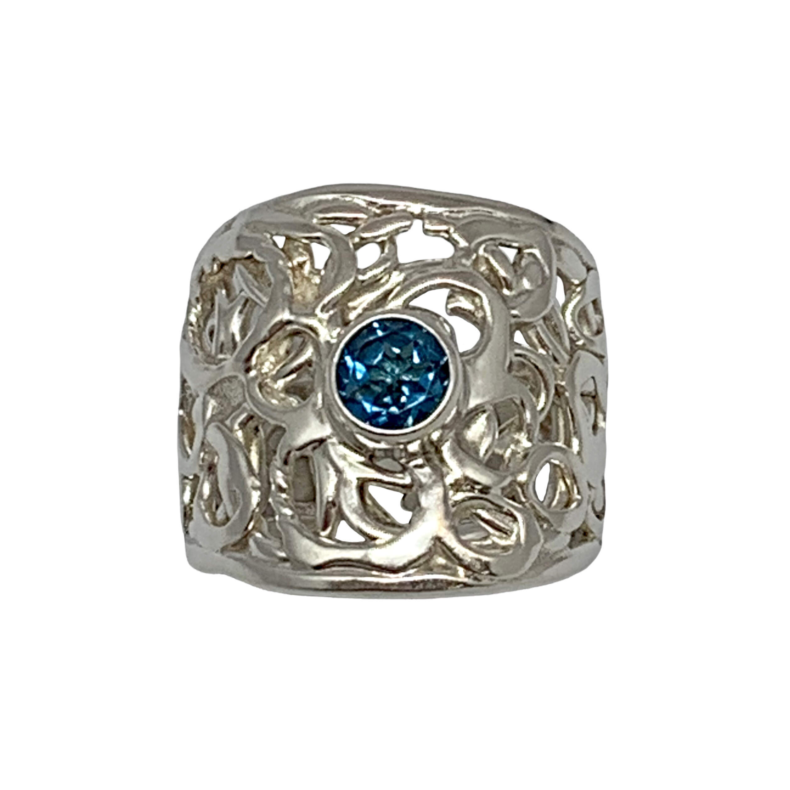 Handmade sterling silver + London blue topaz ring by A&R Jewellery | Effusion Art Gallery + Cast Glass Studio, Invermere BC