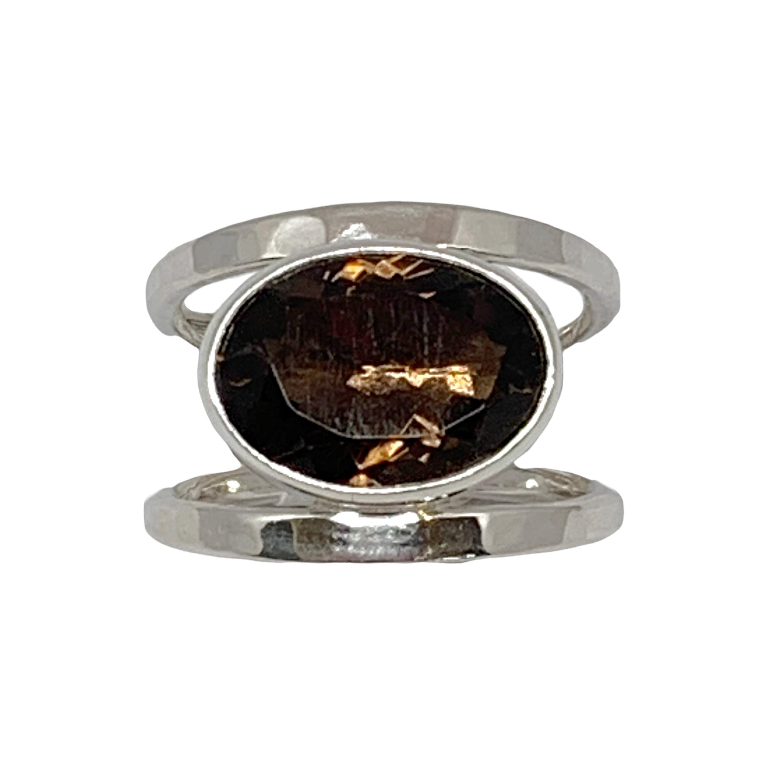 Handmade sterling silver + smokey quartz ring by A&R Jewellery | Effusion Art Gallery + Cast Glass Studio, Invermere BC