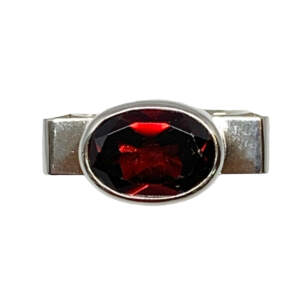 Handmade sterling silver + garnet ring by A&R Jewellery | Effusion Art Gallery + Cast Glass Studio, Invermere BC