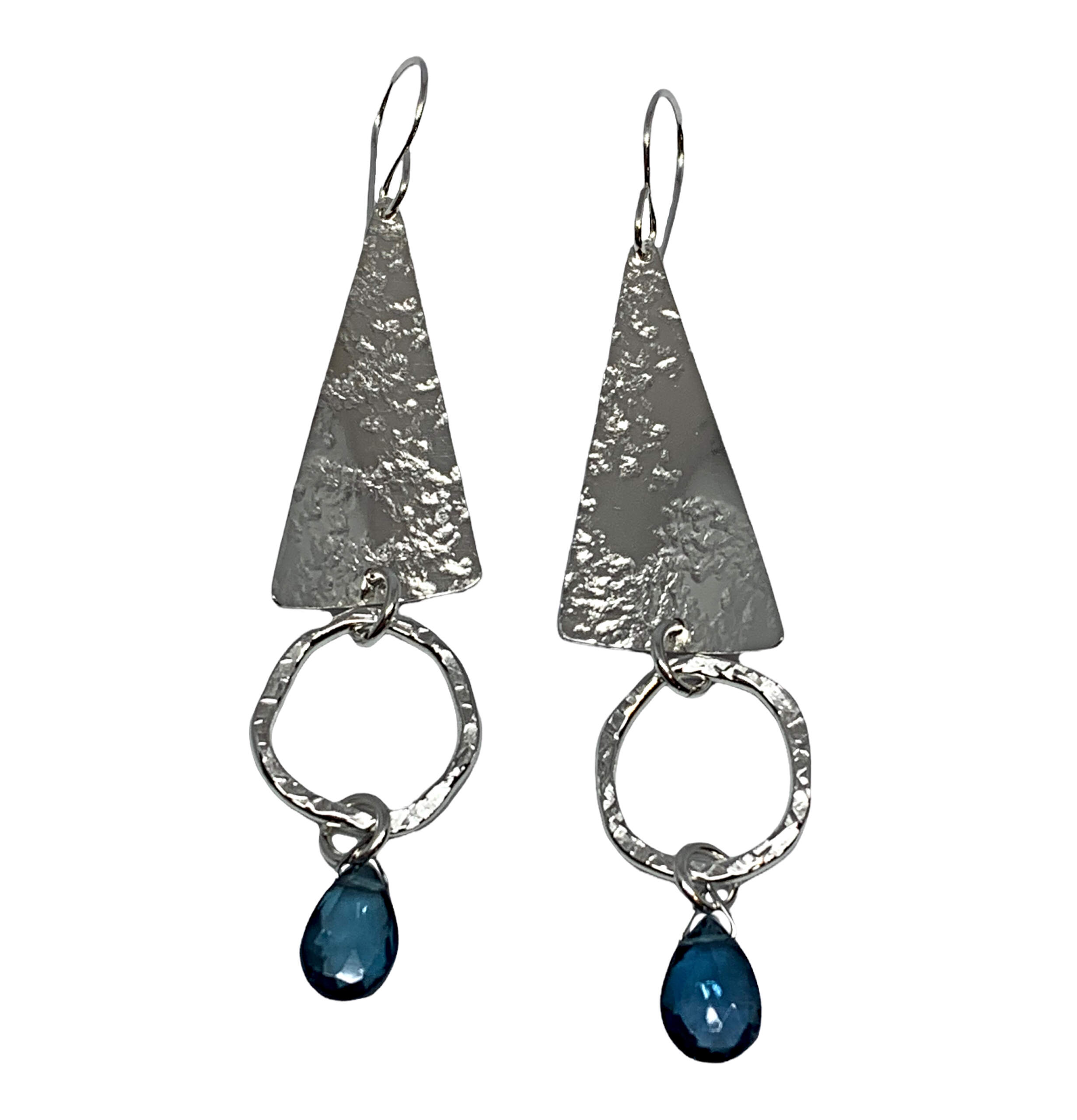 Handmade silver + London blue topaz earrings by A&R Jewellery | Effusion Art Gallery + Cast Glass Studio, Invermere BC