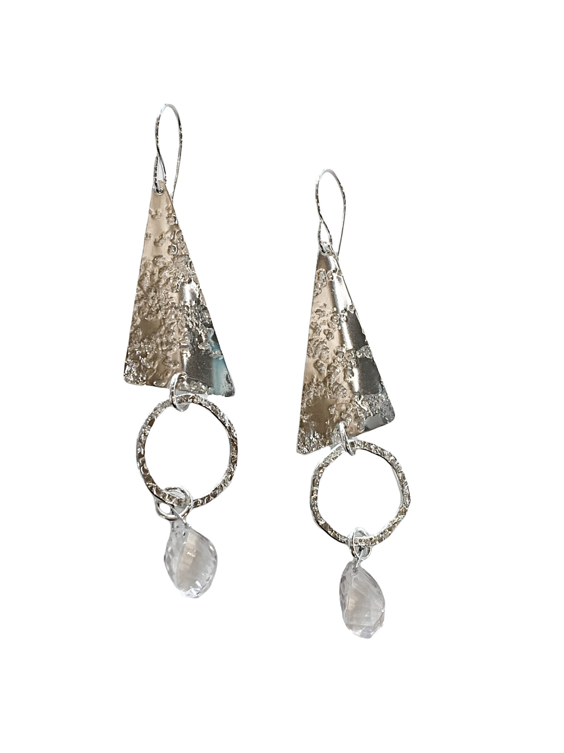 Handmade silver + clear quartz earrings by A&R Jewellery | Effusion Art Gallery + Cast Glass Studio, Invermere BC