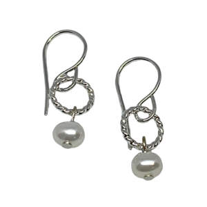 Handmade silver + white pearl earrings by A&R Jewellery | Effusion Art Gallery + Cast Glass Studio, Invermere BC