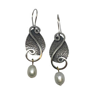 Handmade silver + pearl earrings by A&R Jewellery | Effusion Art Gallery + Cast Glass Studio, Invermere BC
