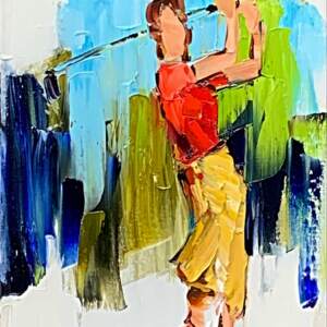 Back in the Day 1, oil golf painting by Kimberly Kiel | Effusion Art Gallery + Cast Glass Studio, Invermere BC
