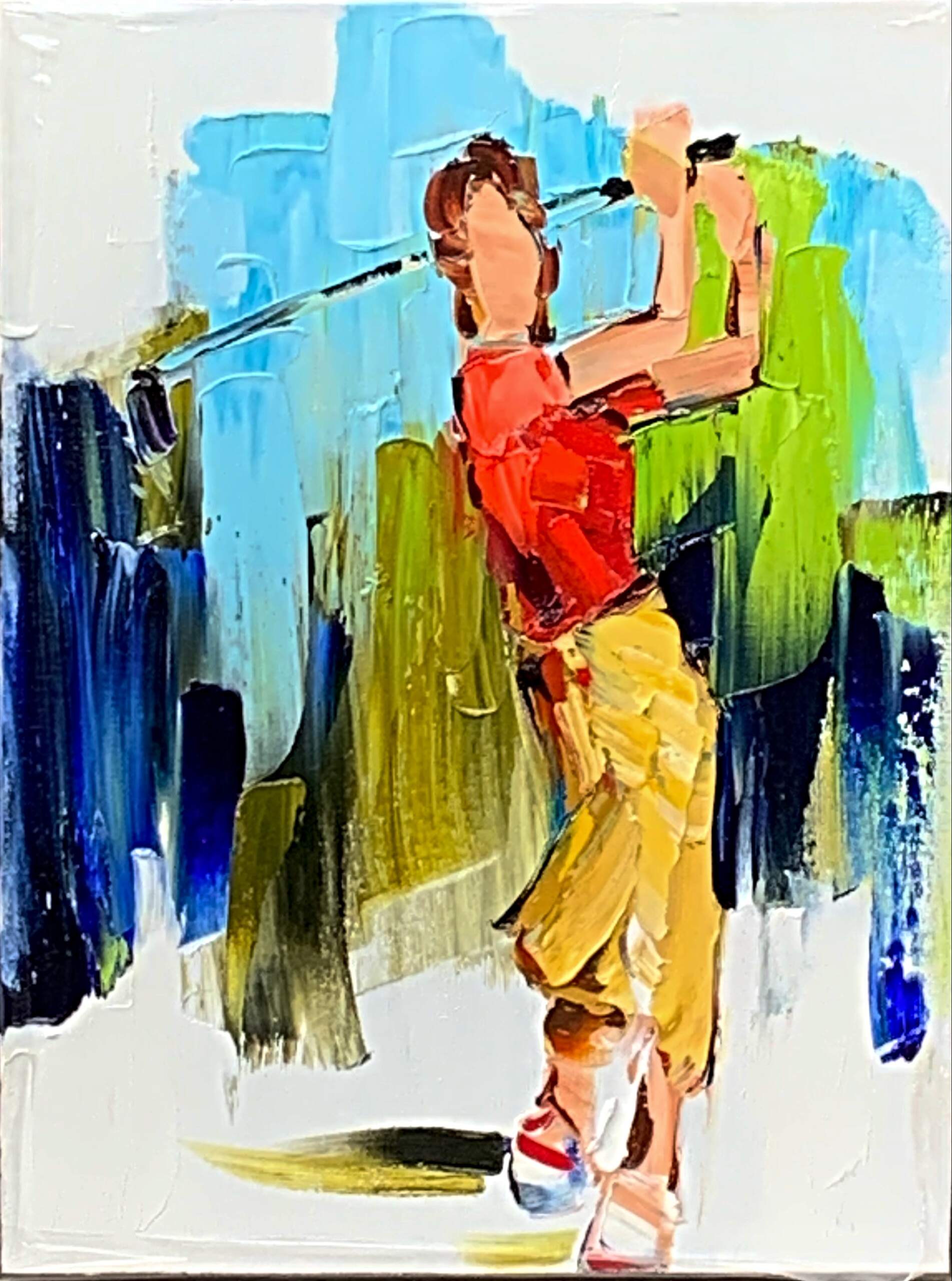 Back in the Day 1, oil golf painting by Kimberly Kiel | Effusion Art Gallery + Cast Glass Studio, Invermere BC
