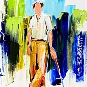 Back in the Day 2, oil golf painting by Kimberly Kiel | Effusion Art Gallery + Cast Glass Studio, Invermere BC