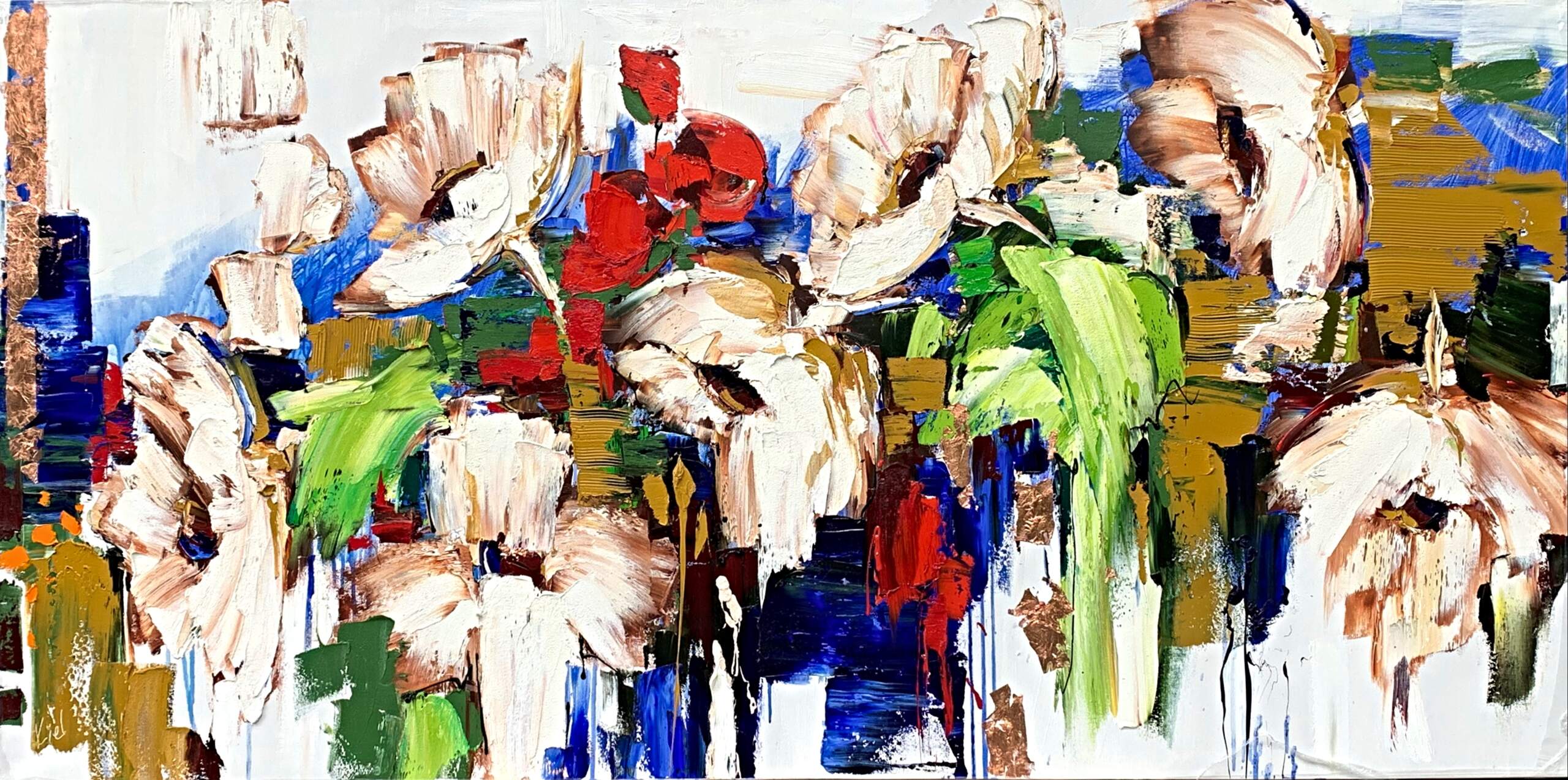Life is What Happens When You're Making Other Plans, mixed media floral painting by Kimberly Kiel | Effusion Art Gallery + Cast Glass Studio, Invermere BC