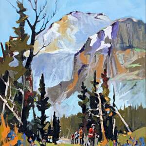 L'aventure, acrylic hiking painting by Robert Roy | Effusion Art Gallery + Cast Glass Studio, Invermere BC