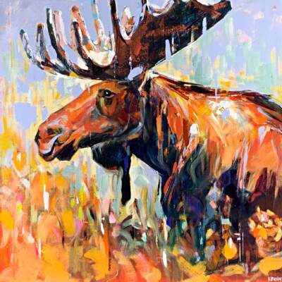 Moose 3, acrylic moose painting by Verne Busby | Effusion Art Gallery + Cast Glass Studio, Invermere BC