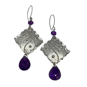 Locally handmade silver + amethyst earrings by A&R Jewellery | Effusion Art Gallery + Cast Glass Studio, Invermere BC