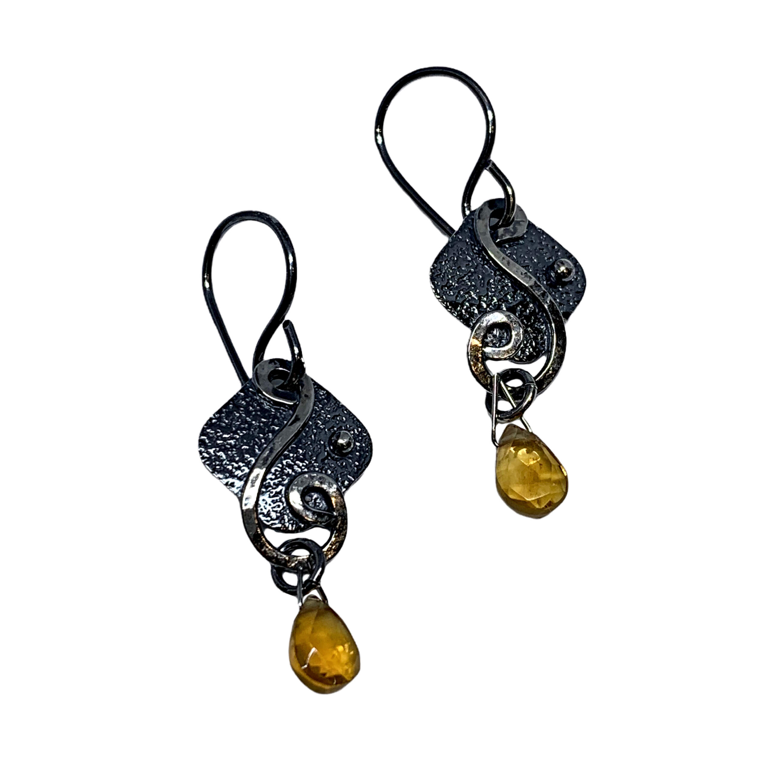 Locally handmade silver + citrine earrings by A&R Jewellery | Effusion Art Gallery + Cast Glass Studio, Invermere BC