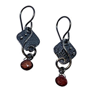 Locally handmade silver + pink tourmaline earrings by A&R Jewellery | Effusion Art Gallery + Cast Glass Studio, Invermere BC