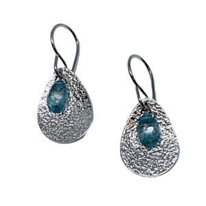 Locally handmade silver + blue zircon earrings by A&R Jewellery | Effusion Art Gallery + Cast Glass Studio, Invermere BC