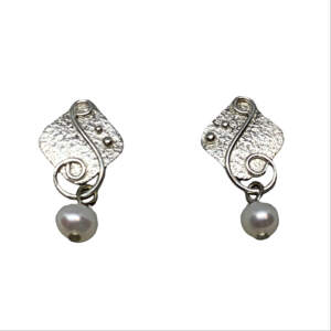 Locally handmade silver + pearl earrings by A&R Jewellery | Effusion Art Gallery + Cast Glass Studio, Invermere BC