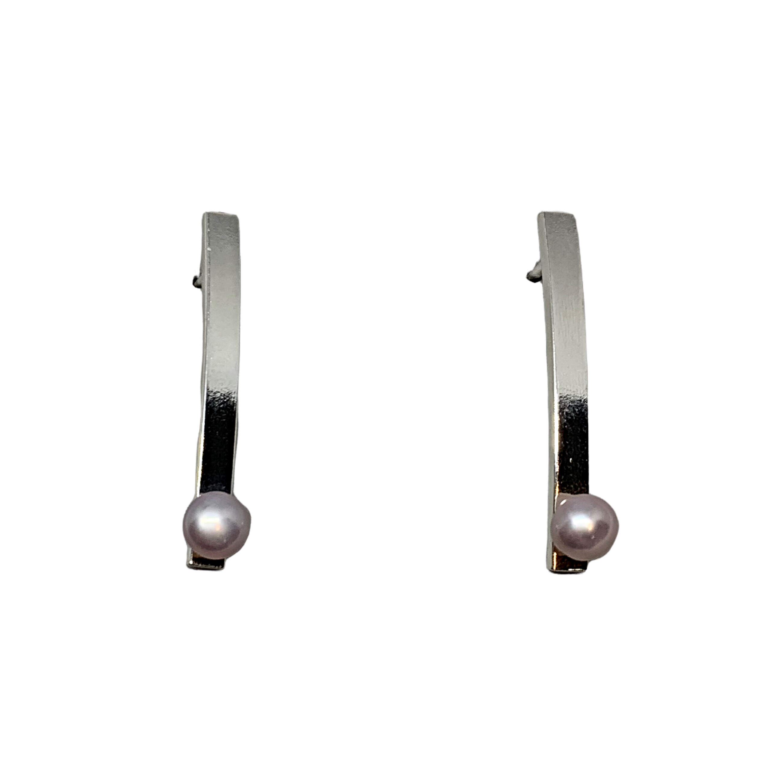 Locally handmade silver + pearl earrings by A&R Jewellery | Effusion Art Gallery + Cast Glass Studio, Invermere BC