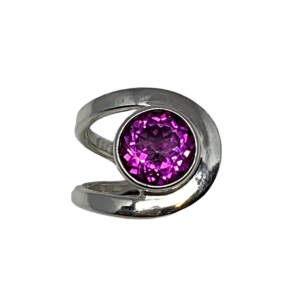 Locally handmade silver + raspberry topaz ring by A&R Jewellery | Effusion Art Gallery + Cast Glass Studio, Invermere BC