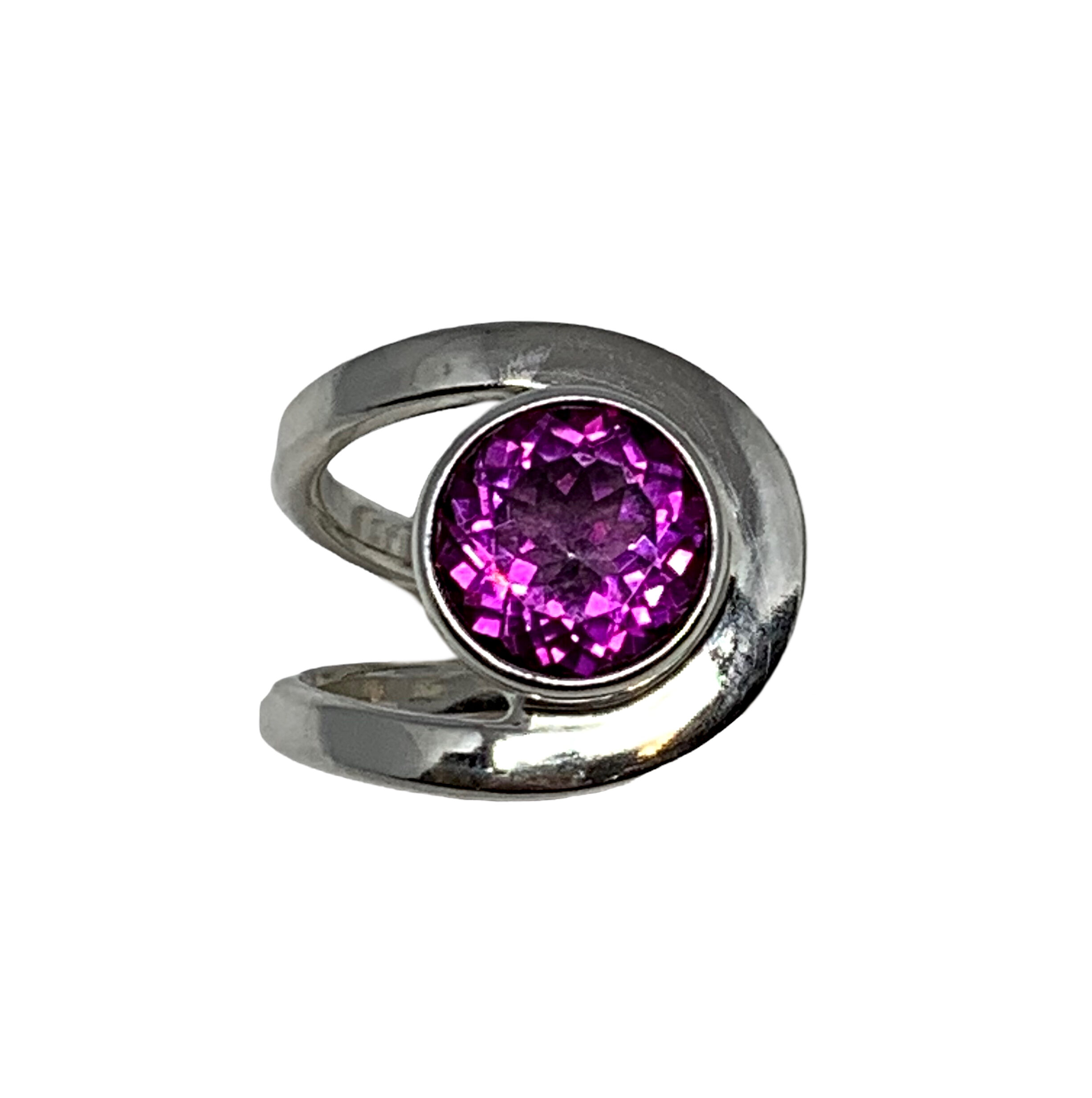 Locally handmade silver + raspberry topaz ring by A&R Jewellery | Effusion Art Gallery + Cast Glass Studio, Invermere BC
