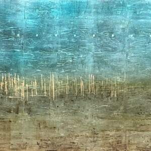 Nomads 2, mixed media abstract painting by David Graff | Effusion Art Gallery + Cast Glass Studio, Invermere BC