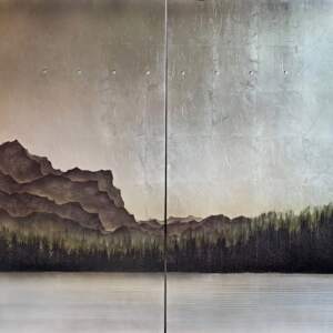 Secret Valley, mixed media landscape painting by David Graff | Effusion Art Gallery + Cast Glass Studio, Invermere BC