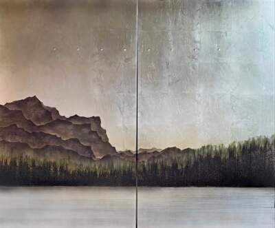 Secret Valley, mixed media landscape painting by David Graff | Effusion Art Gallery + Cast Glass Studio, Invermere BC