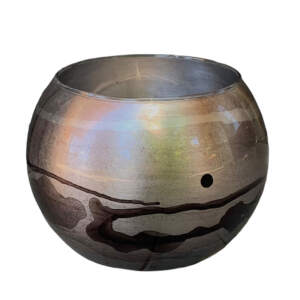 Large silver hand-gilded bubble bowl by David Graff | Effusion Art Gallery + Cast Glass Studio, Invermere BC