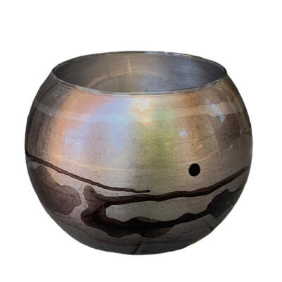 Large silver hand-gilded bubble bowl by David Graff | Effusion Art Gallery + Cast Glass Studio, Invermere BC