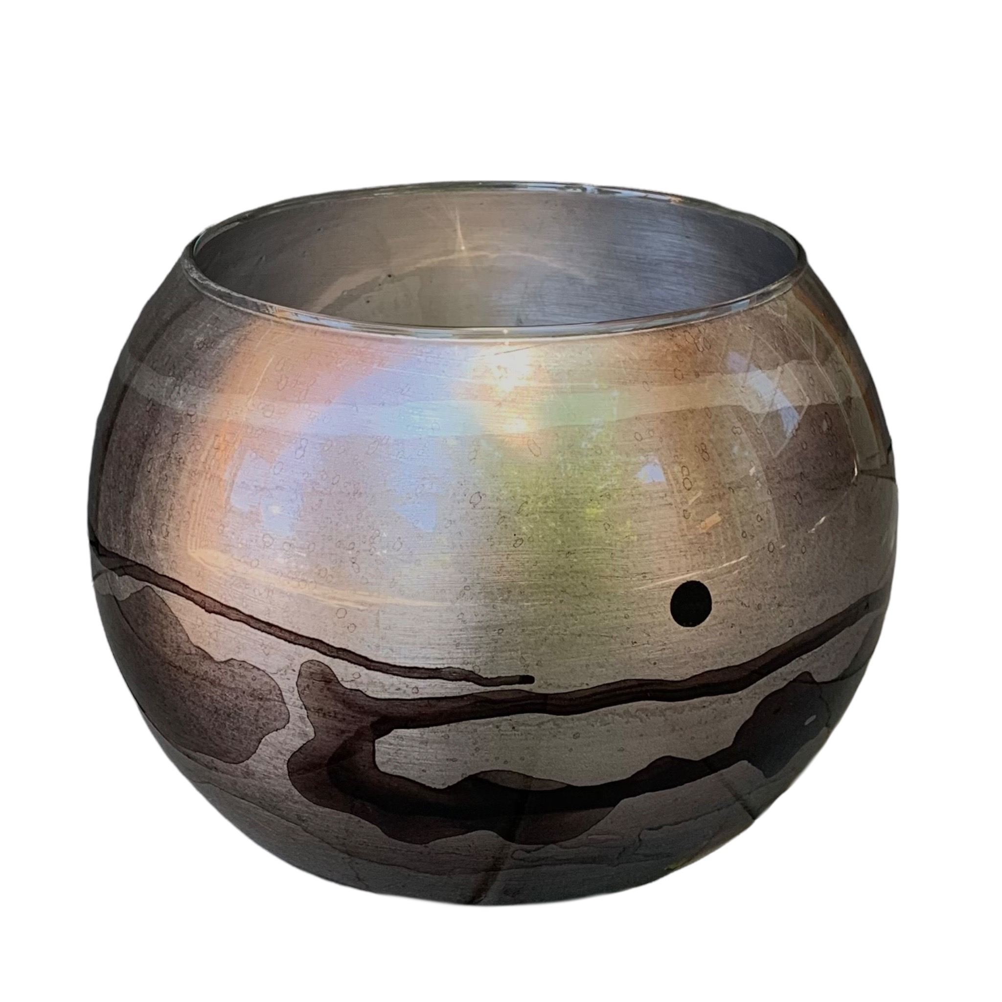 Large silver hand-gilded bubble bowl by David Graff | Effusion Art Gallery + Cast Glass Studio, Invermere BC