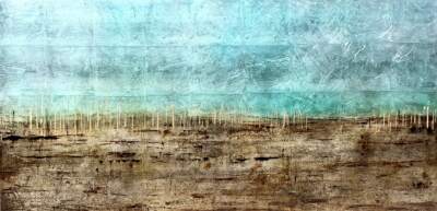 Travelling Overland, mixed media abstract landscape by David Graff | Effusion Art Gallery + Cast Glass Studio, Invermere BC