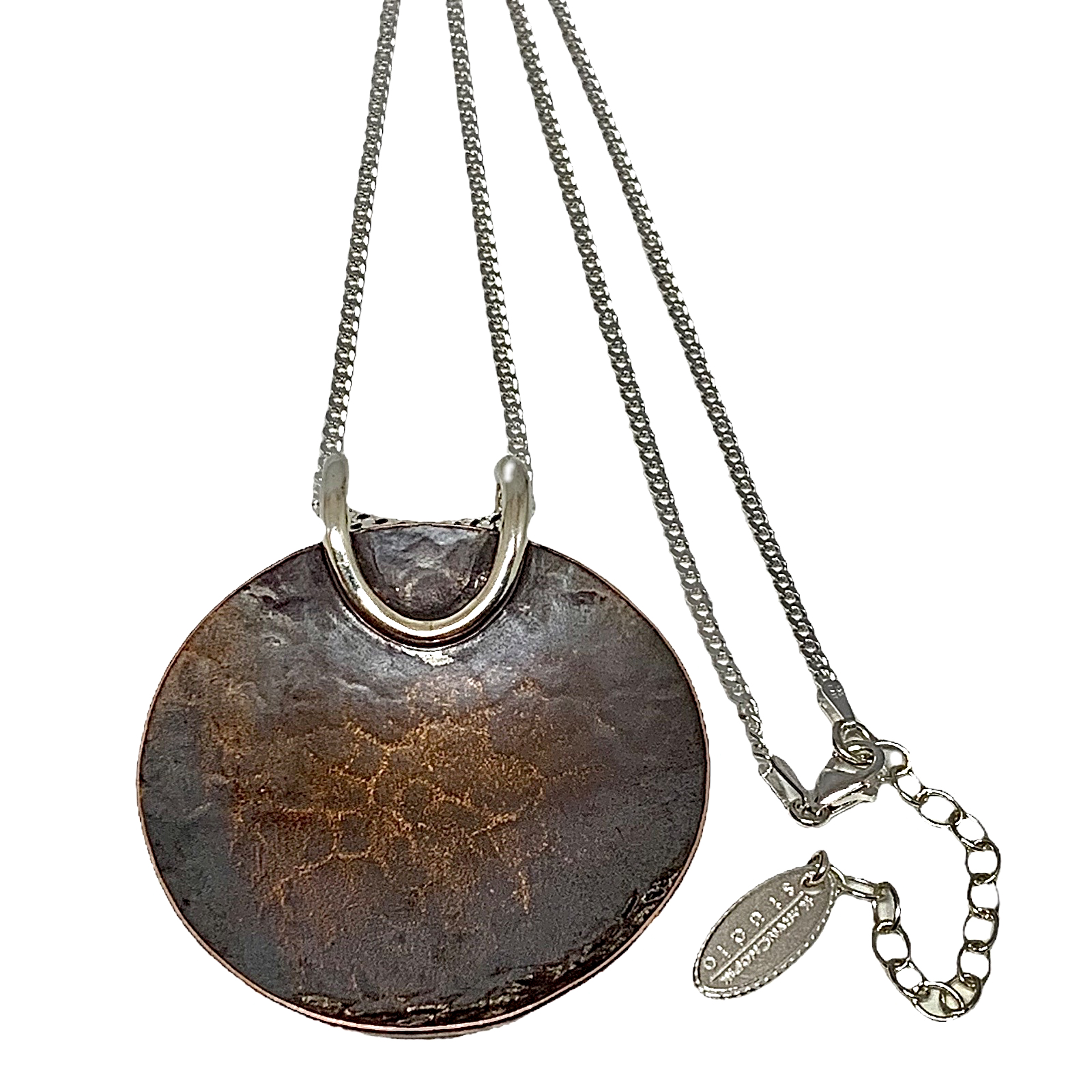 Handmade sterling silver + bronze necklace by Karyn Chopik | Effusion Art Gallery + Cast Glass Studio, Invermere BC