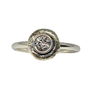 Handmade sterling silver, + CZ ring by Karyn Chopik | Effusion Art Gallery + Cast Glass Studio, Invermere BC