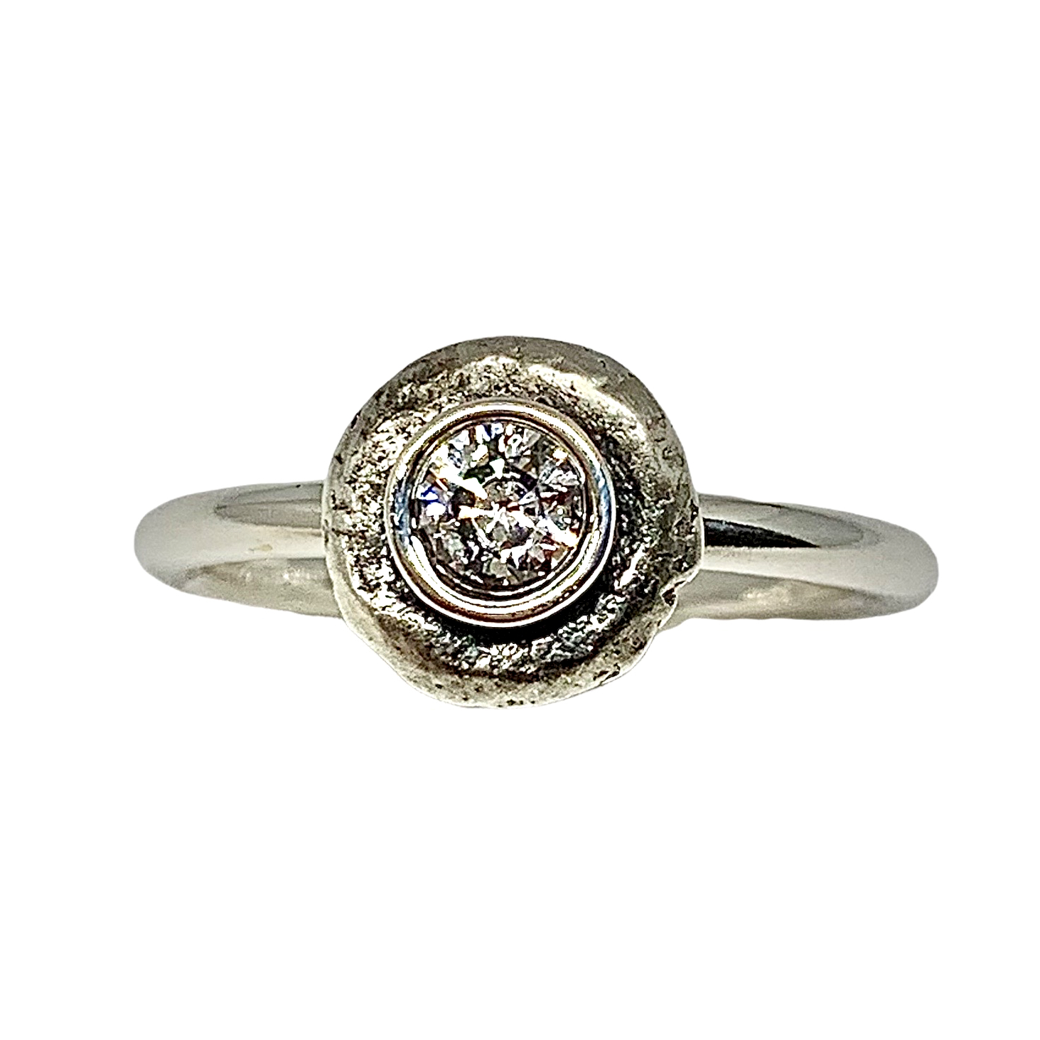Handmade sterling silver, + CZ ring by Karyn Chopik | Effusion Art Gallery + Cast Glass Studio, Invermere BC