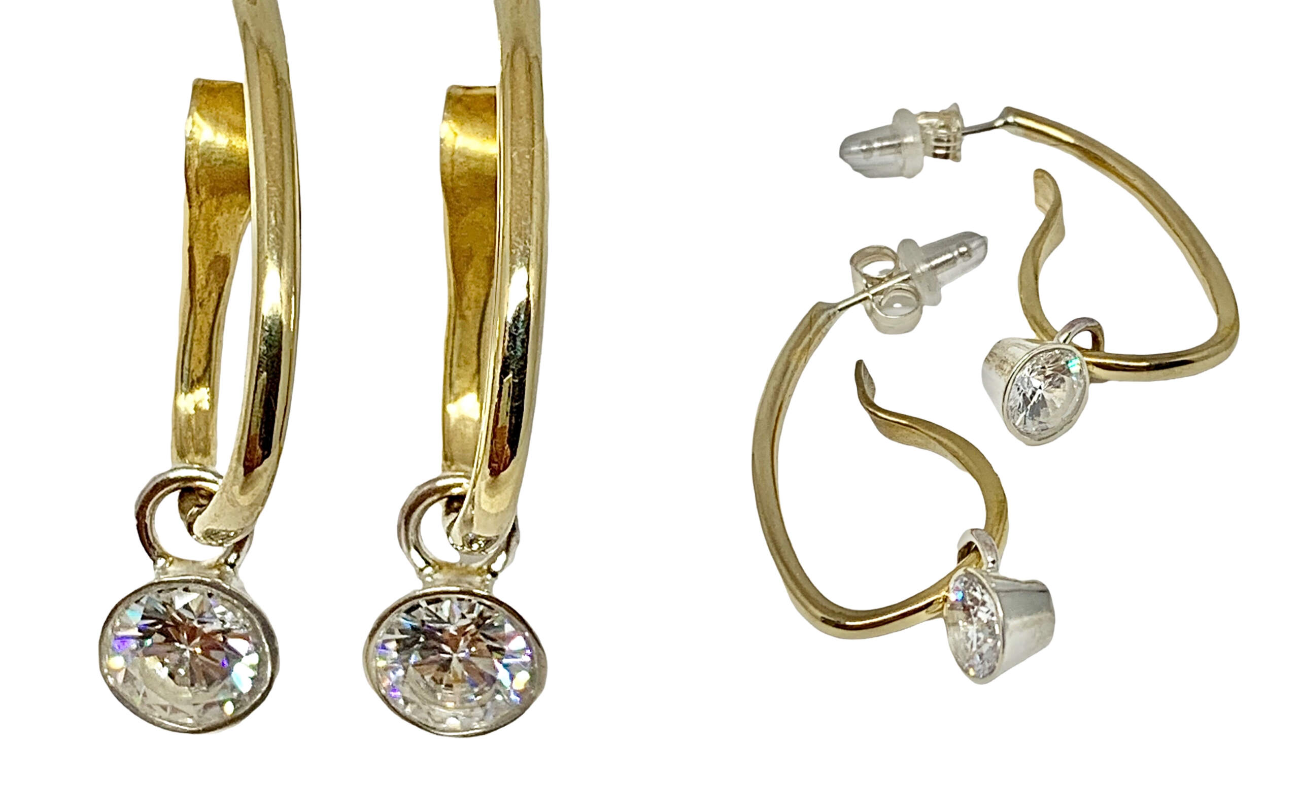 Handmade bronze, sterling silver, + CZ earrings by Karyn Chopik | Effusion Art Gallery + Cast Glass Studio, Invermere BC