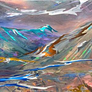 Midnight Wing, mixed media landscape painting by Joel Masewich | Effusion Art Gallery + Cast Glass Studio, Invermere BC