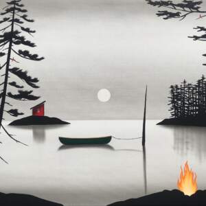Fireside Folly, mixed media landscape painting by Natasha Miller | Effusion Art Gallery + Cast Glass Studio, Invermere BC