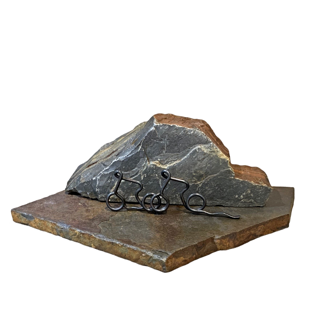 Alone Together, mixed media cyclist sculpture by Paul Reimer | Effusion Art Gallery + Cast Glass Studio, Invermere BC