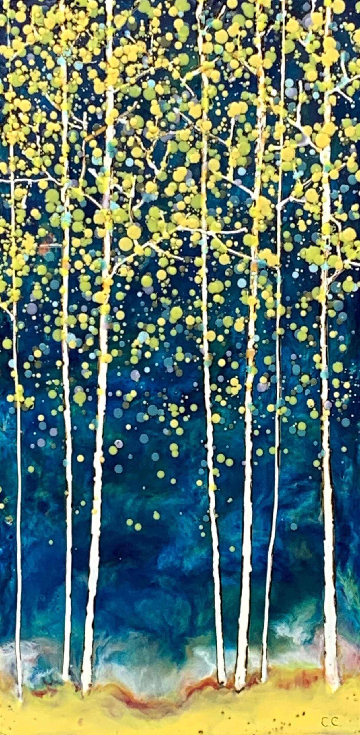 Making a Comeback, encaustic landscape painting by Catharine Clarke | Effusion Art Gallery + Cast Glass Studio, Invermere BC