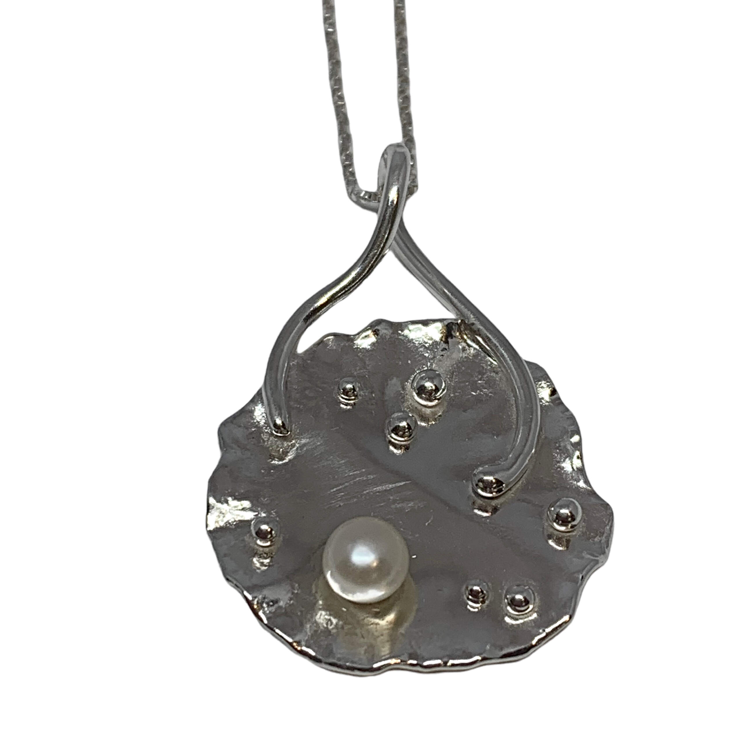 Locally handmade silver + pearl necklace by A&R Jewellery | Effusion Art Gallery + Cast Glass Studio, Invermere BC