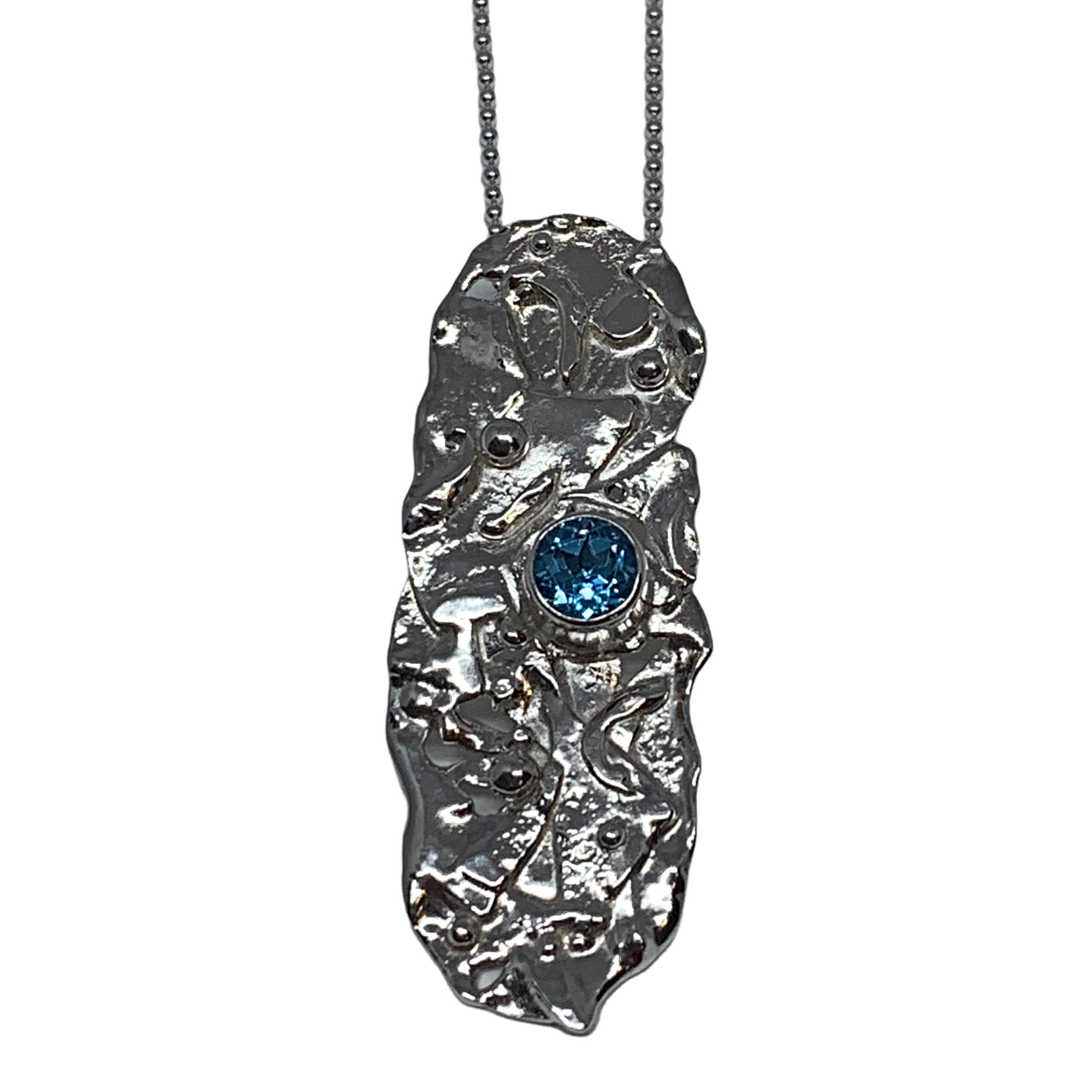Locally handmade silver + Swiss topaz necklace by A&R Jewellery | Effusion Art Gallery + Cast Glass Studio, Invermere BC