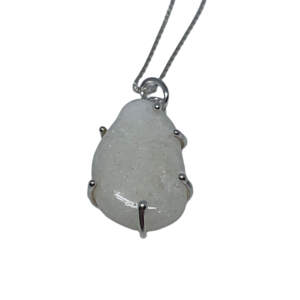Locally handmade silver + white quartz necklace by A&R Jewellery | Effusion Art Gallery + Cast Glass Studio, Invermere BC