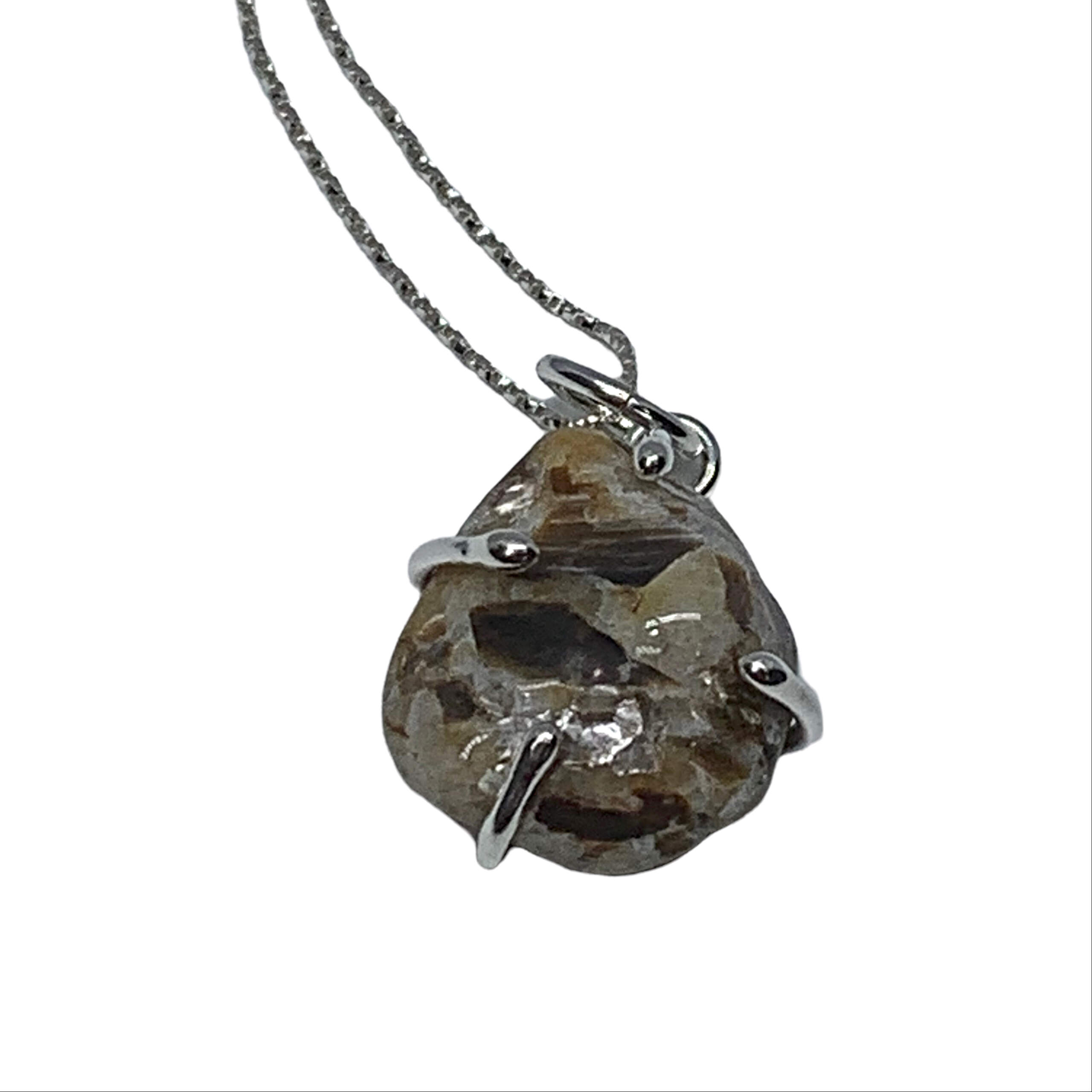 Locally handmade silver + polished beach stone necklace by A&R Jewellery | Effusion Art Gallery + Cast Glass Studio, Invermere BC