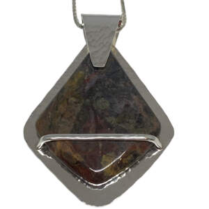 Locally handmade silver + pietersite necklace by A&R Jewellery | Effusion Art Gallery + Cast Glass Studio, Invermere BC