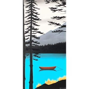 Best Case Scenario, original mixed media landscape painting of Lake Louise by Natasha Miller | Effusion Art Gallery + Cast Glass Studio, Invermere BC
