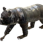 Bandit, salvaged metal bear sculpture by Wendy Stone | Effusion Art Gallery + Cast Glass Studio, Invermere BC